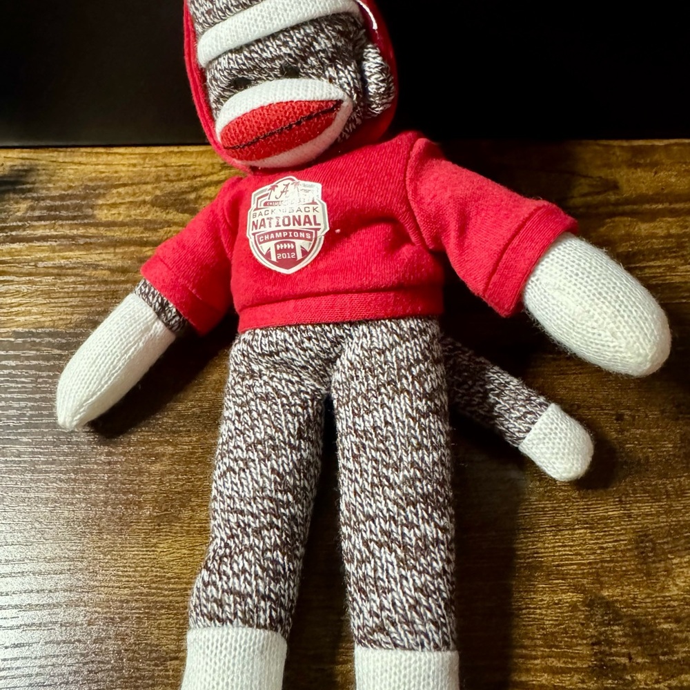 2012 Alabama back to back National Champion CrimsonTide Red/Brown Sock Monkey